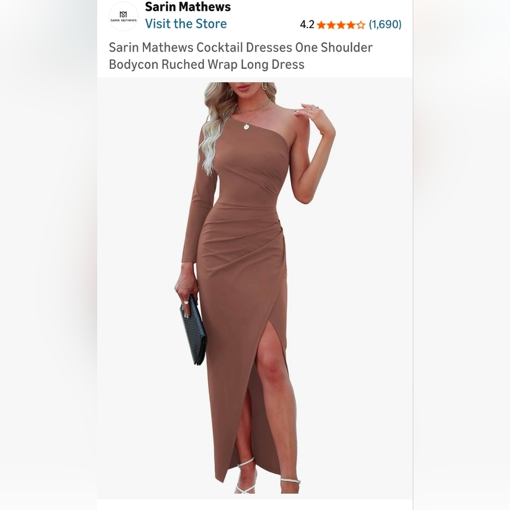 Elegant Red Brown Dress with Side Slit